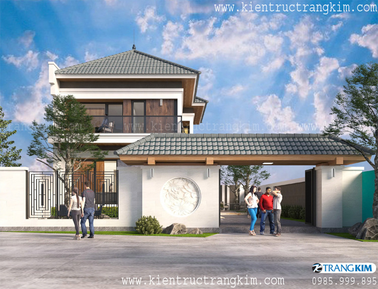 Thiết kế biệt thự đẹp 2 tầng mái Nhật hiện đại tại Hưng Yên