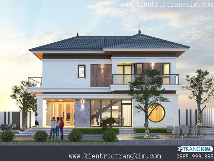 Thiết kế biệt thự đẹp 2 tầng mái Nhật hiện đại tại Hưng Yên