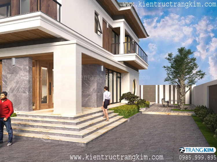 Thiết kế biệt thự đẹp 2 tầng mái Nhật hiện đại tại Hưng Yên