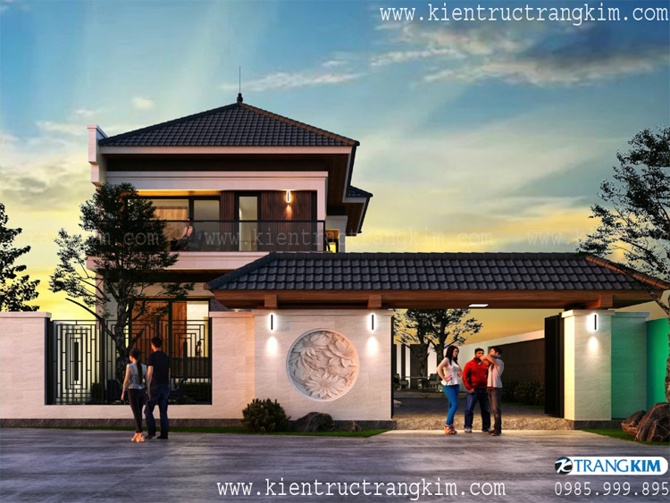 Thiết kế biệt thự đẹp 2 tầng mái Nhật hiện đại tại Hưng Yên