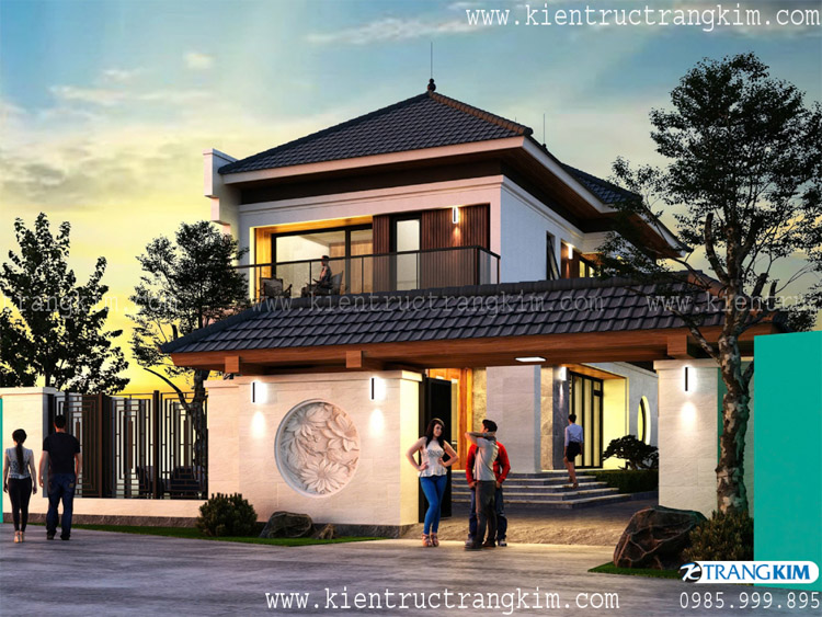 Thiết kế biệt thự đẹp 2 tầng mái Nhật hiện đại tại Hưng Yên