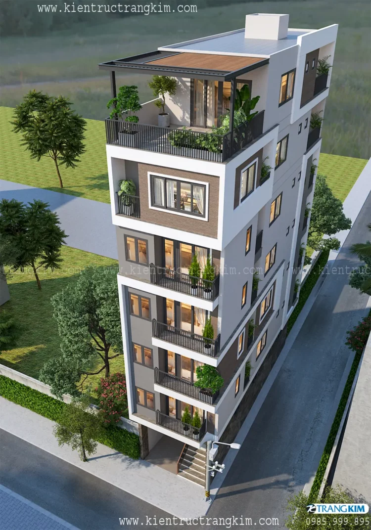 Thiết kế chung cư mini cho thuê mặt tiền 5m kết hợp ở gia đình. 1