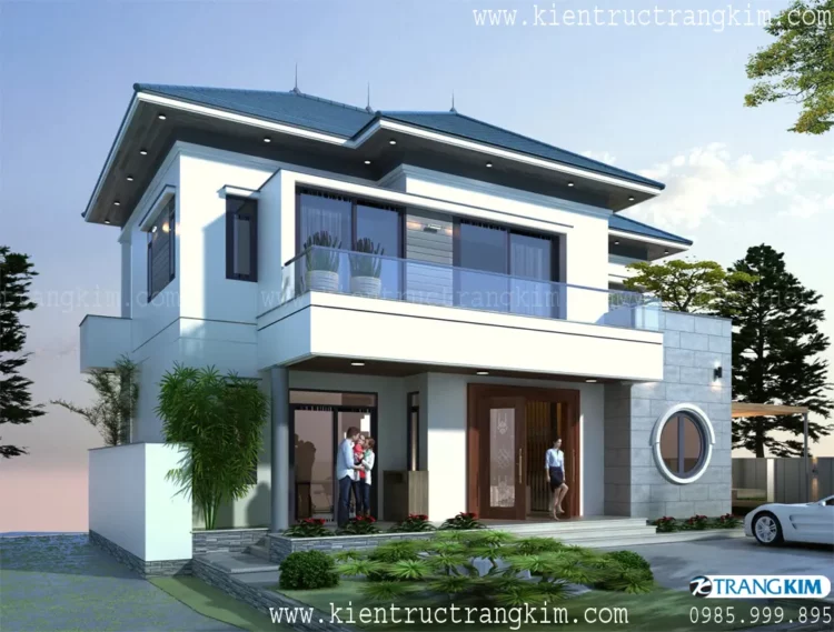 Thiết kế biệt thự 2 tầng mái Nhật hiện đại tại Hưng Yên. 1