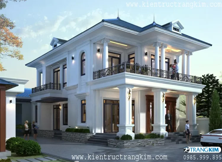 Thiết kế biệt thự 2 tầng mái Nhật tân cổ điển đẹp cuốn hút tại Khoái Châu, Hưng Yên. 1