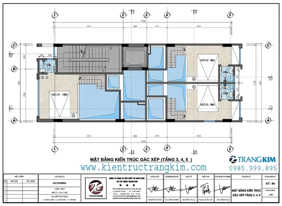 Mặt bằng thiết kế kiến trúc tầng gác xép 3,4,5 1