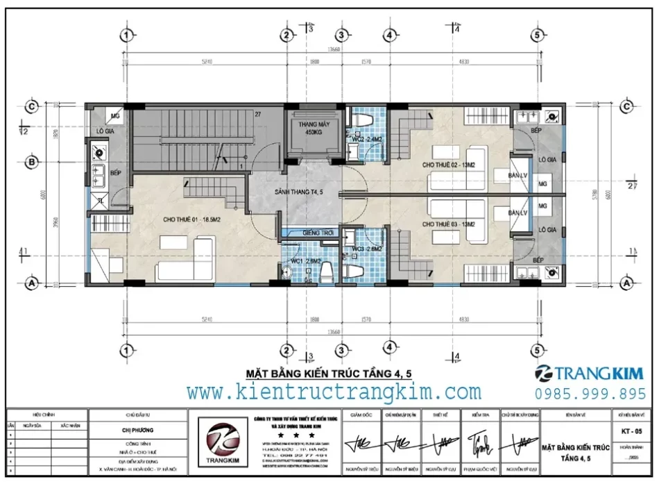 Mặt bằng thiết kế tầng 4,5 1