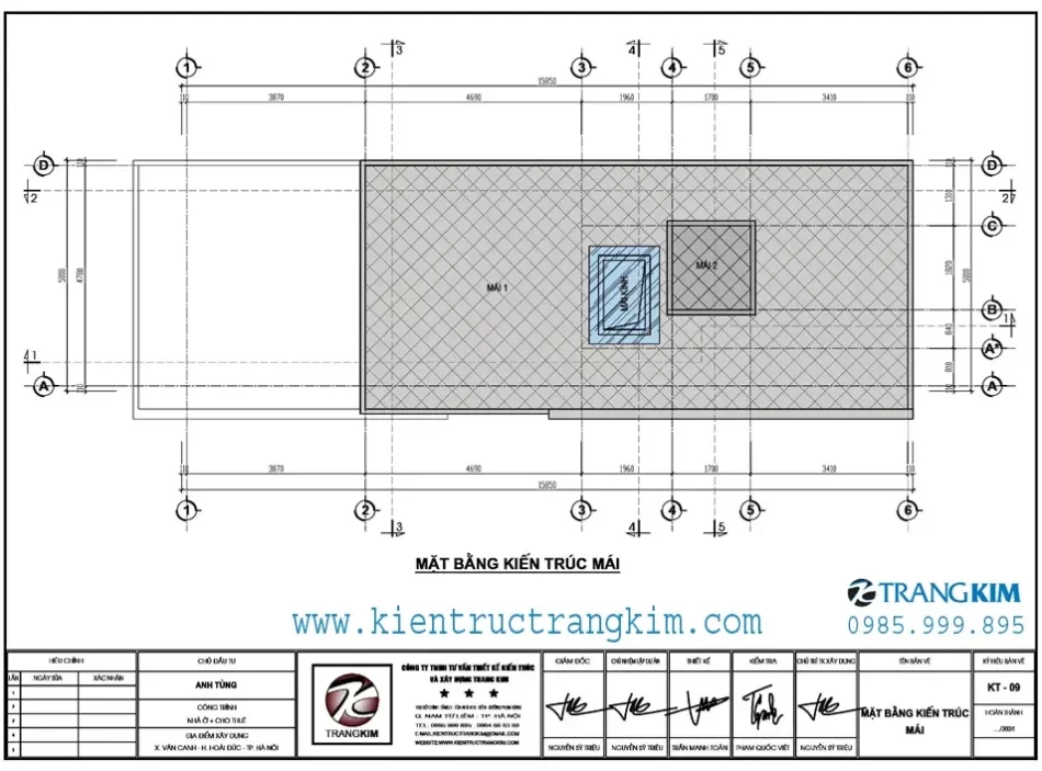 Mặt bằng thiết kế tầng mái 1