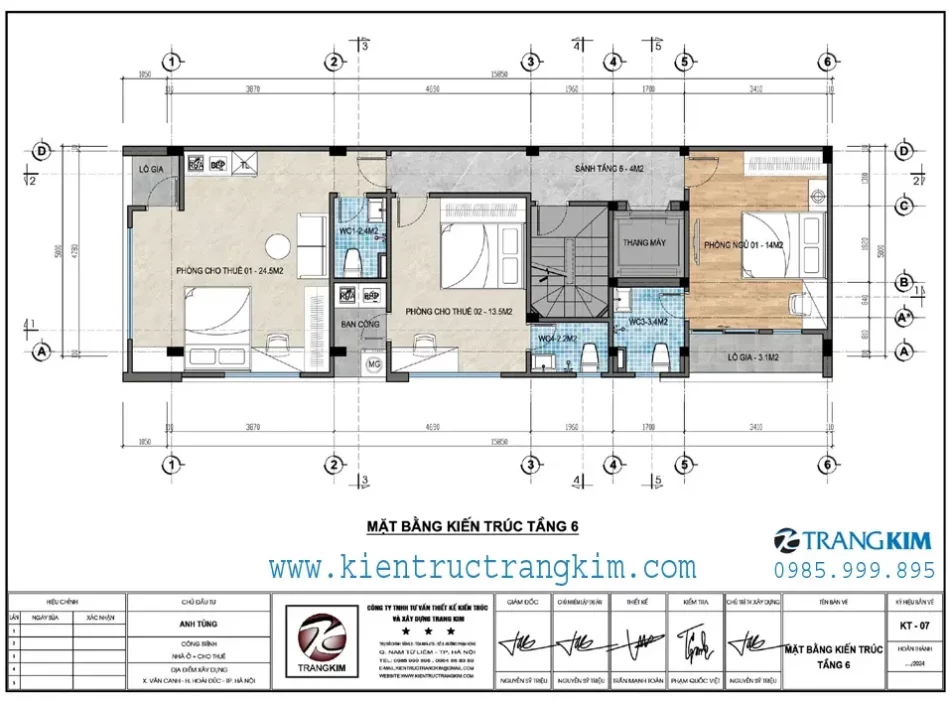 Mặt bằng thiết kế tầng 6 1