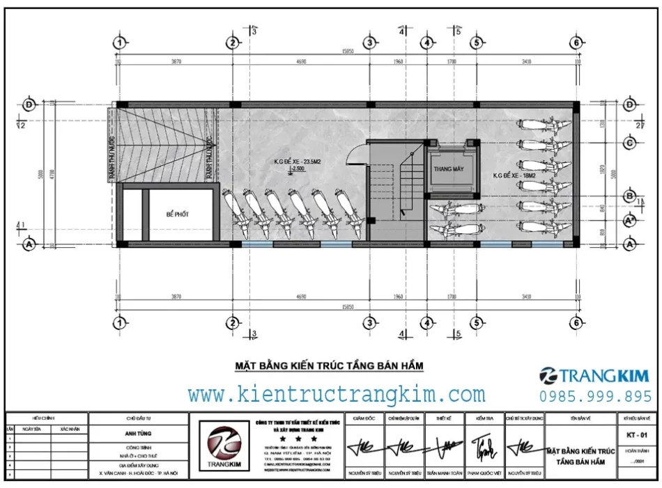 Mặt bằng thiết kế tầng bán hầm 1