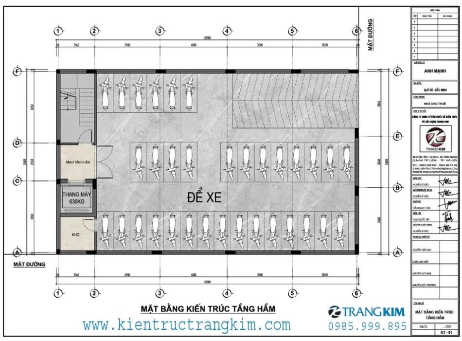 Mặt bằng thiết kế tầng hầm 1 Mặt bằng thiết kế tầng hầm 1