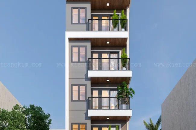 Mặt tiền nhà phố hiện đại 4 tầng, thiết kế tối giản, sang trọng.