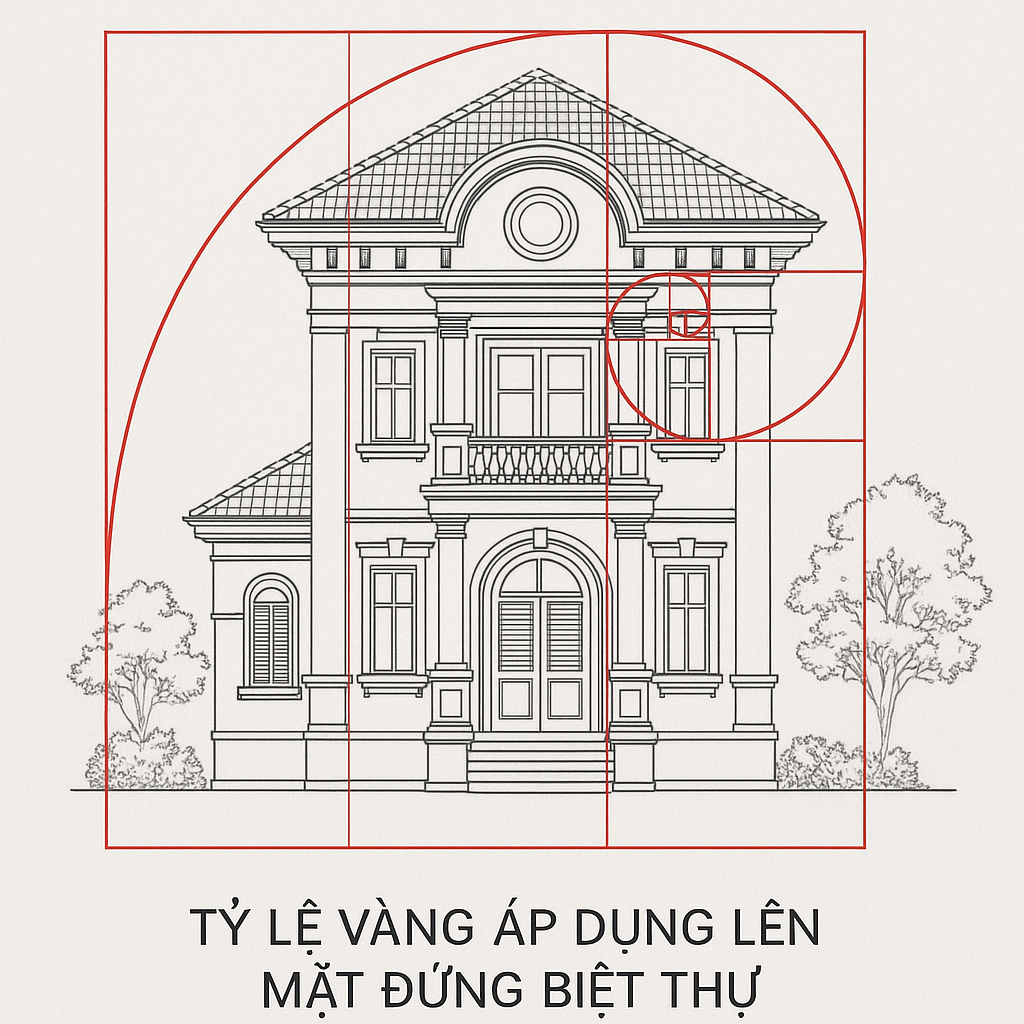 Cách xác lập tỷ lệ vàng trong mặt đứng 1 Cách xác lập tỷ lệ vàng trong mặt đứng 1