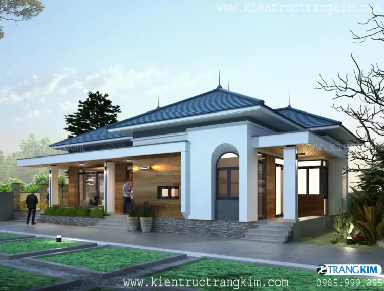 Thiết kế biệt thự nhà vườn 1 tầng mái Nhật hiện đại tại Hưng Yên. 1