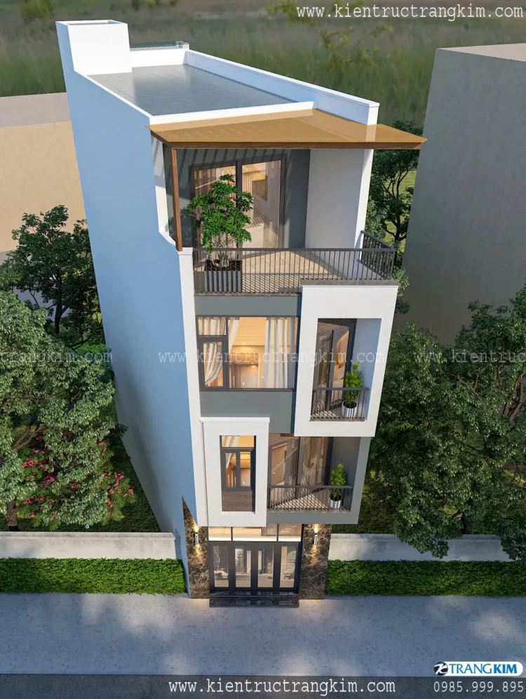 Thiết kế nhà ống 4 tầng 1 lửng mặt tiền 4m tại xã Sơn Đồng, Hà Nội. 1