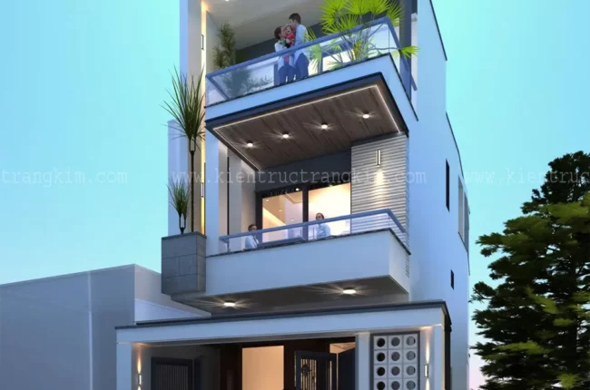 Mặt tiền nhà phố hiện đại, sang trọng với thiết kế tối giản.