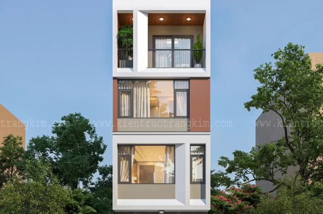 Mặt tiền nhà phố hiện đại 4 tầng, thiết kế tối giản, sang trọng.
