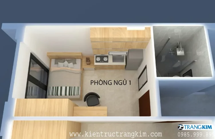 Hình ảnh phối cảnh nội thất chung cư mini cho thuê. 1