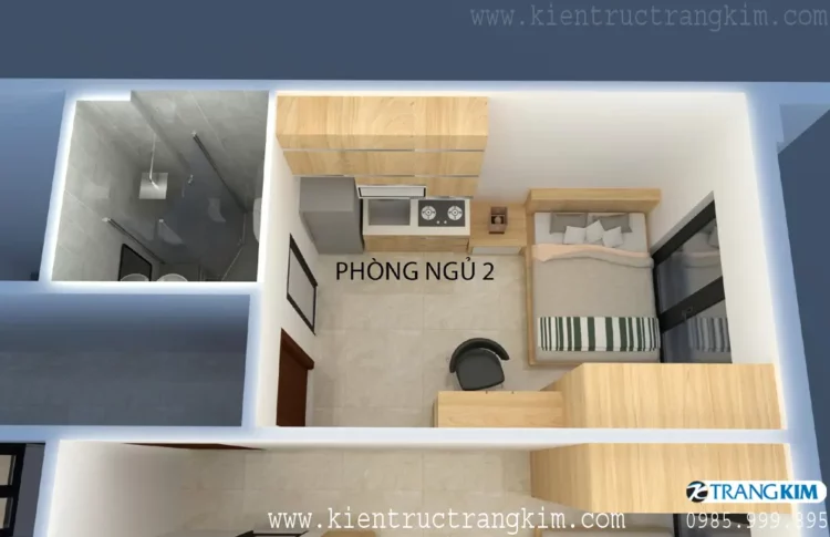 Hình ảnh phối cảnh nội thất chung cư mini cho thuê. 2