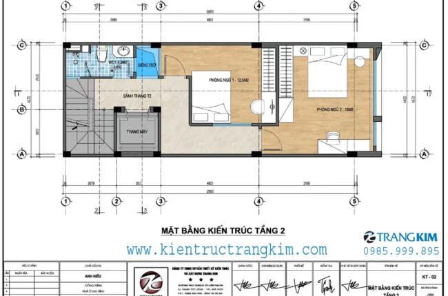 Mặt bằng kiến trúc tầng 2 của một căn hộ hiện đại, bố trí hợp lý.