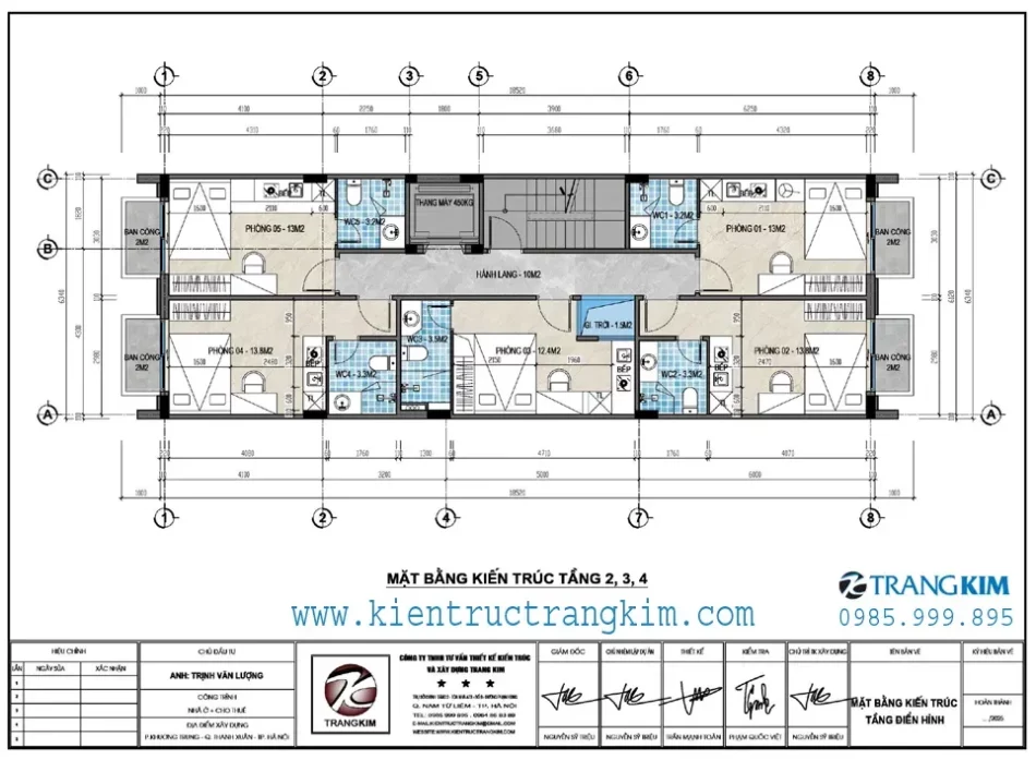 Mặt bằng thiết kế tầng 2,3,4 1