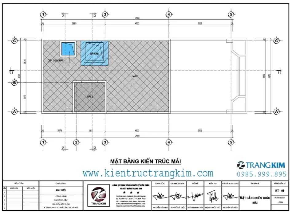 Mặt bằng thiết kế mái 1