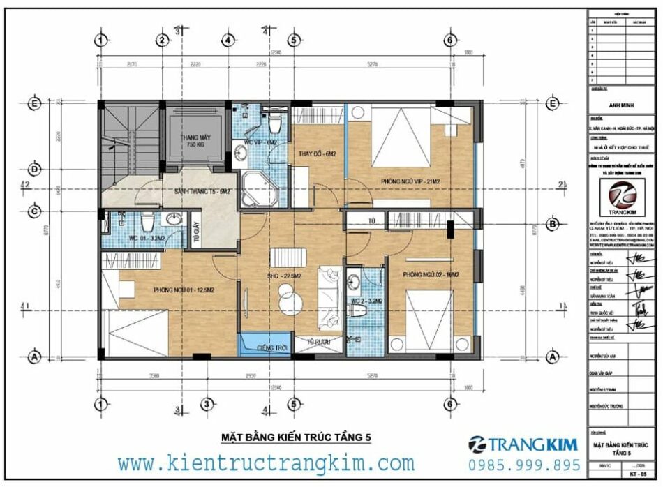 Mặt bằng thiết kế tầng 5 1 Mặt bằng thiết kế tầng 5 1