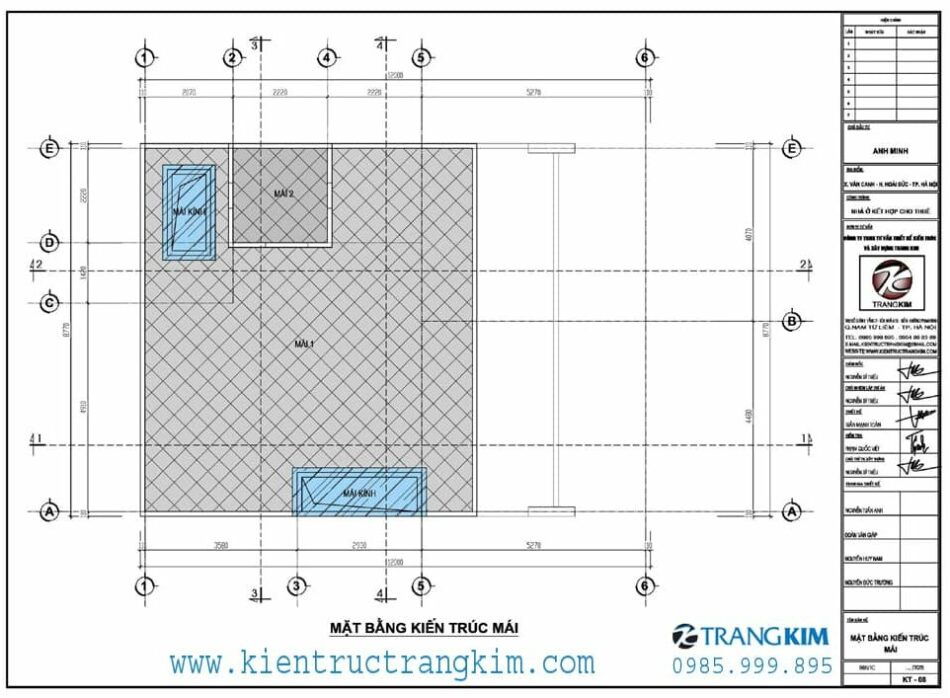Mặt bằng thiết kế mái 1 Mặt bằng thiết kế mái 1
