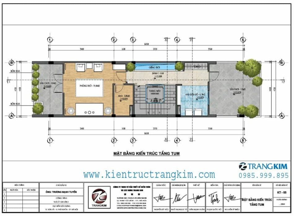 Mặt bằng thiết kế tầng tum 1 Mặt bằng thiết kế tầng tum 1