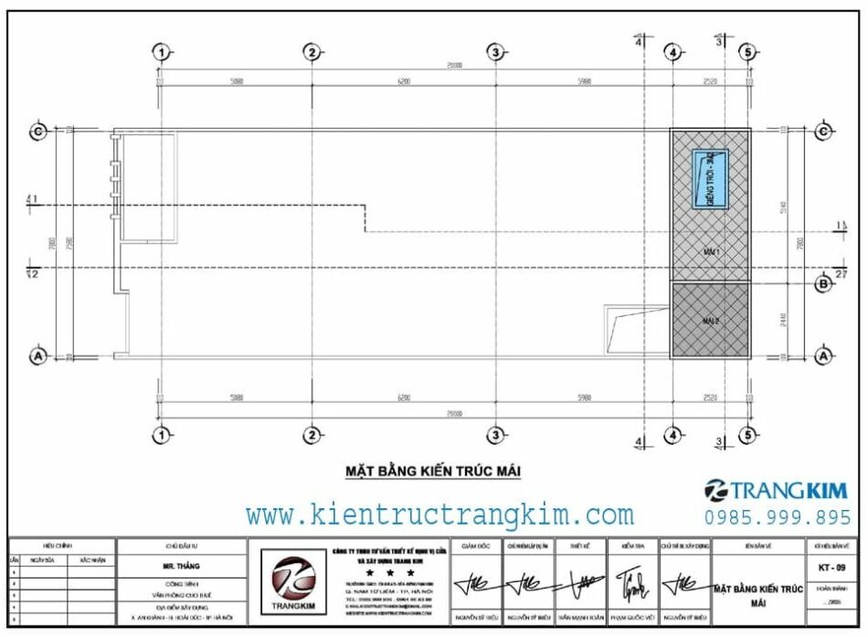 Mặt bằng thiết kế mái 1 Mặt bằng thiết kế mái 1