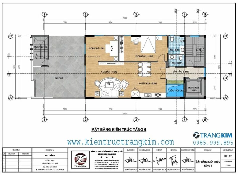 Mặt bằng thiết kế tầng 6 1 Mặt bằng thiết kế tầng 6 1