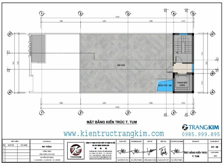Mặt bằng thiết kế tầng tum 1 Mặt bằng thiết kế tầng tum 1