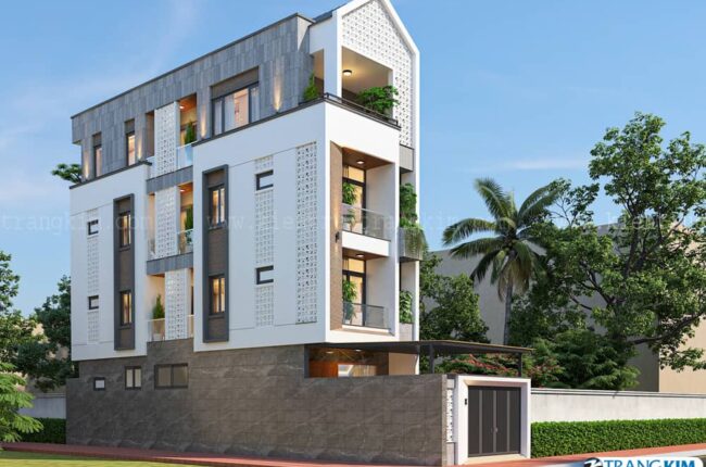 Ngôi nhà hiện đại 4 tầng với kiến trúc độc đáo, sang trọng.