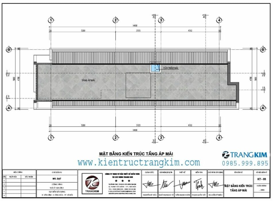 Mặt bằng thiết kế tầng áp mái 1 Mặt bằng thiết kế tầng áp mái 1