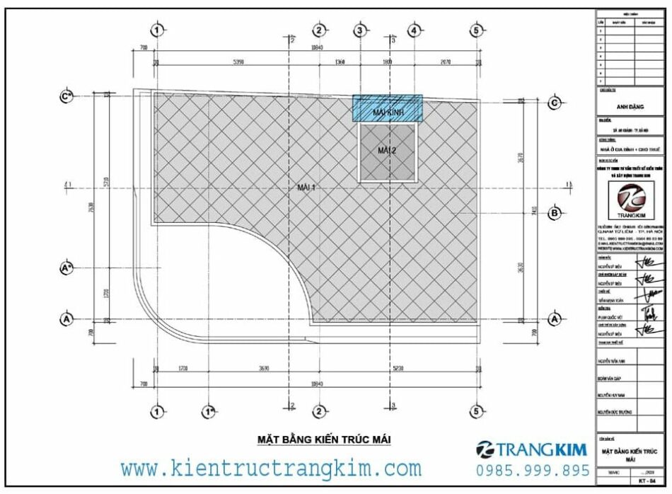 Mặt bằng thiết kế mái 1