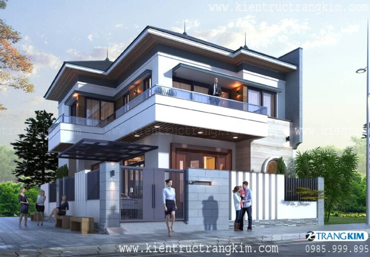 Thiết kế biệt thự đẹp 2 tầng mái Nhật hiện đại tại xã Lạc Hồng, Hưng Yên 1