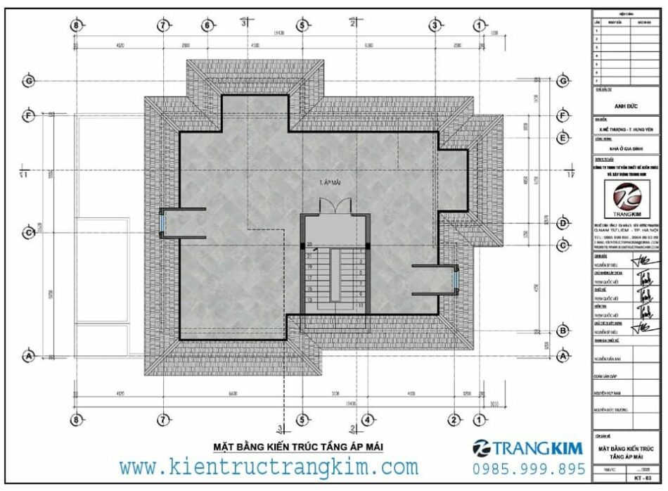 Mặt bằng thiết kế tầng áp mái 1