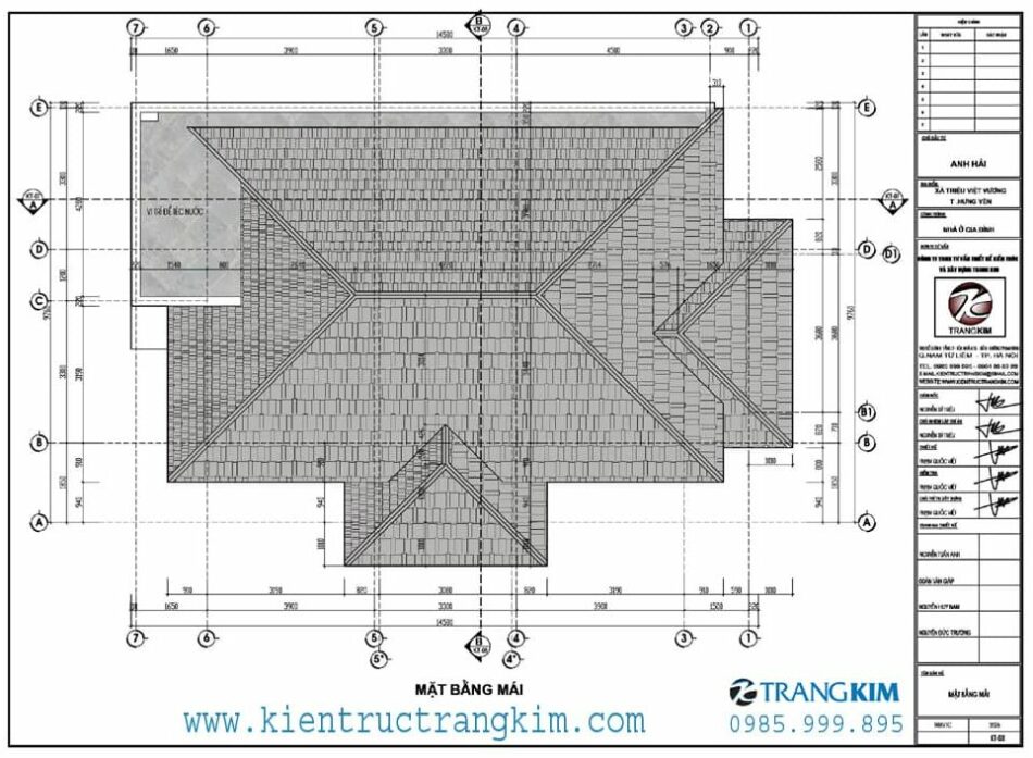 Mặt bằng thiết kế mái 1