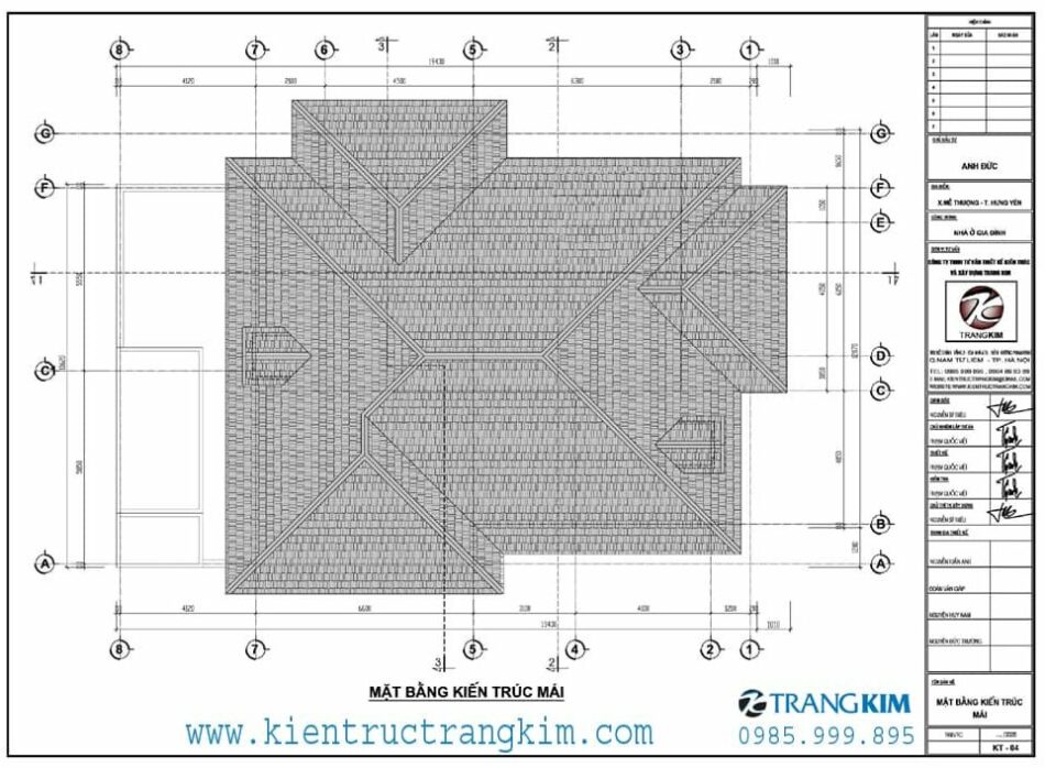 Mặt bằng thiết kế mái 1
