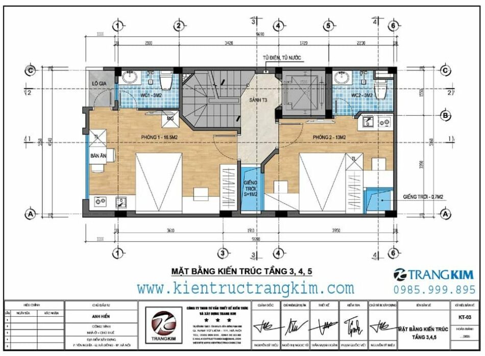 Mặt bằng thiết kế tầng 3,4,5 1