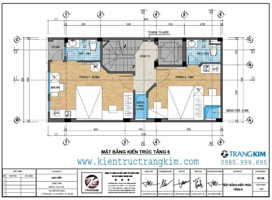 Mặt bằng thiết kế tầng 6 1