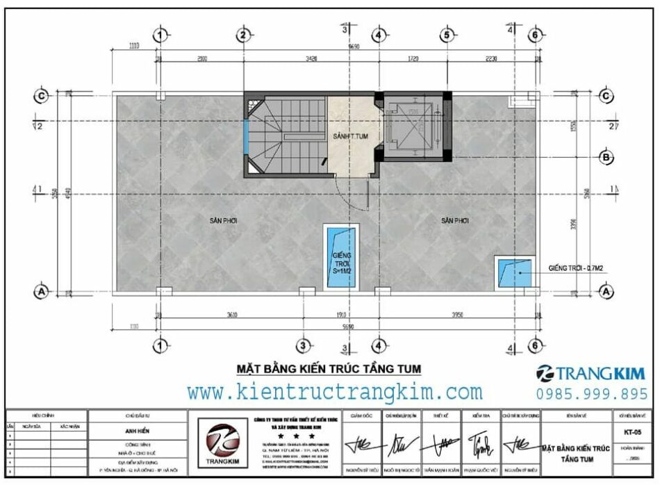 Mặt bằng thiết kế tầng tum 1