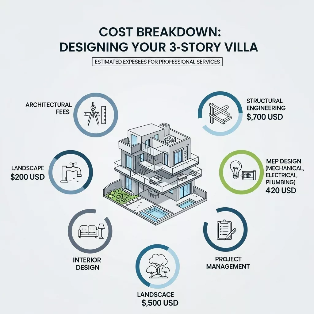 Những khoản chi phí dễ phát sinh khi thiết kế biệt thự 3 tầng 1