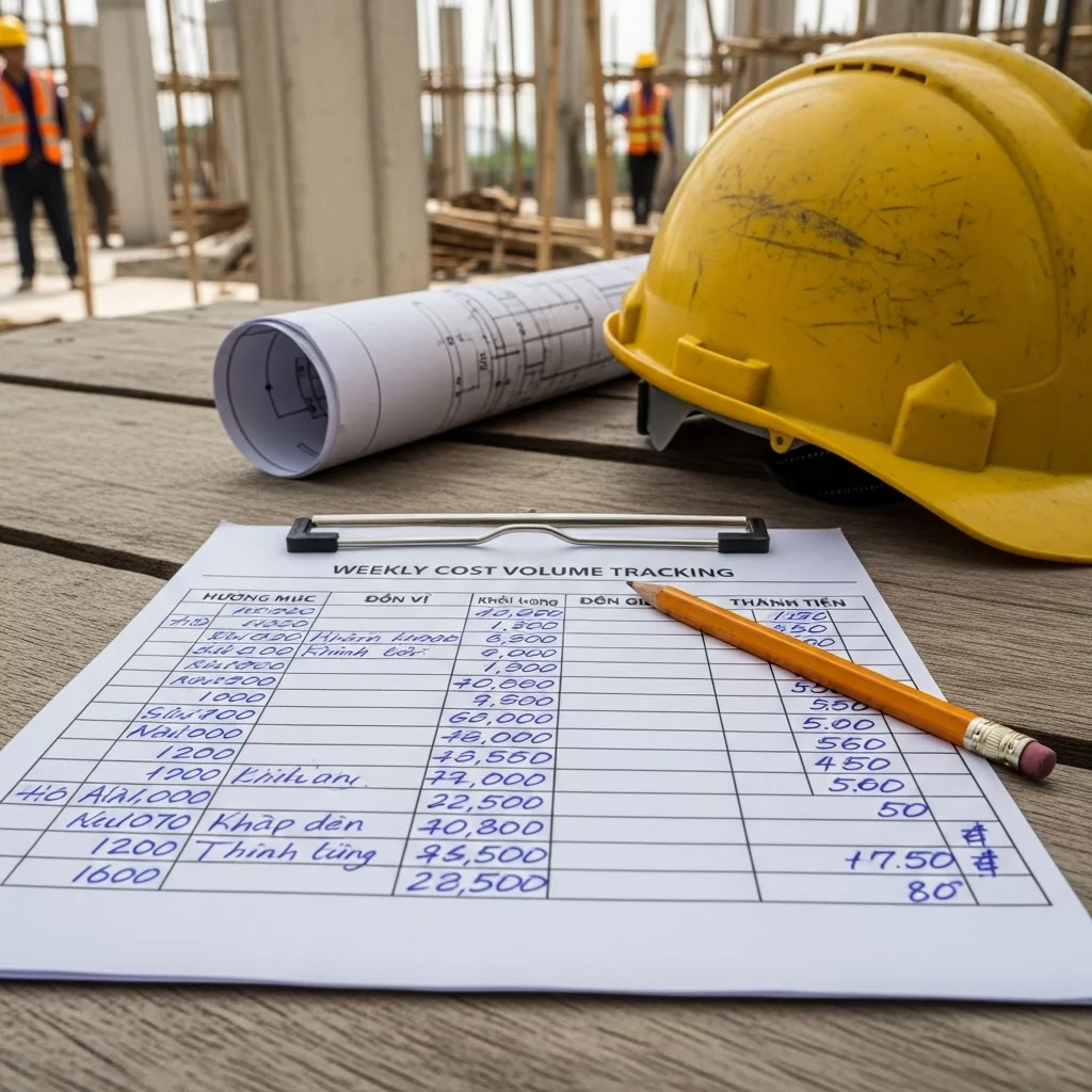 Ghi nhận khối lượng và theo dõi chi phí hàng tuần 1 Ghi nhận khối lượng và theo dõi chi phí hàng tuần 1