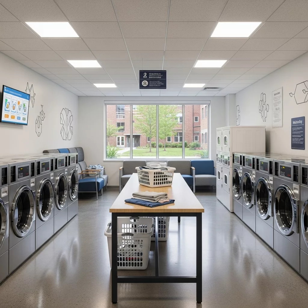 Bố trí máy giặt công nghiệp và thiết bị phụ trợ 1 Bố trí máy giặt công nghiệp và thiết bị phụ trợ 1