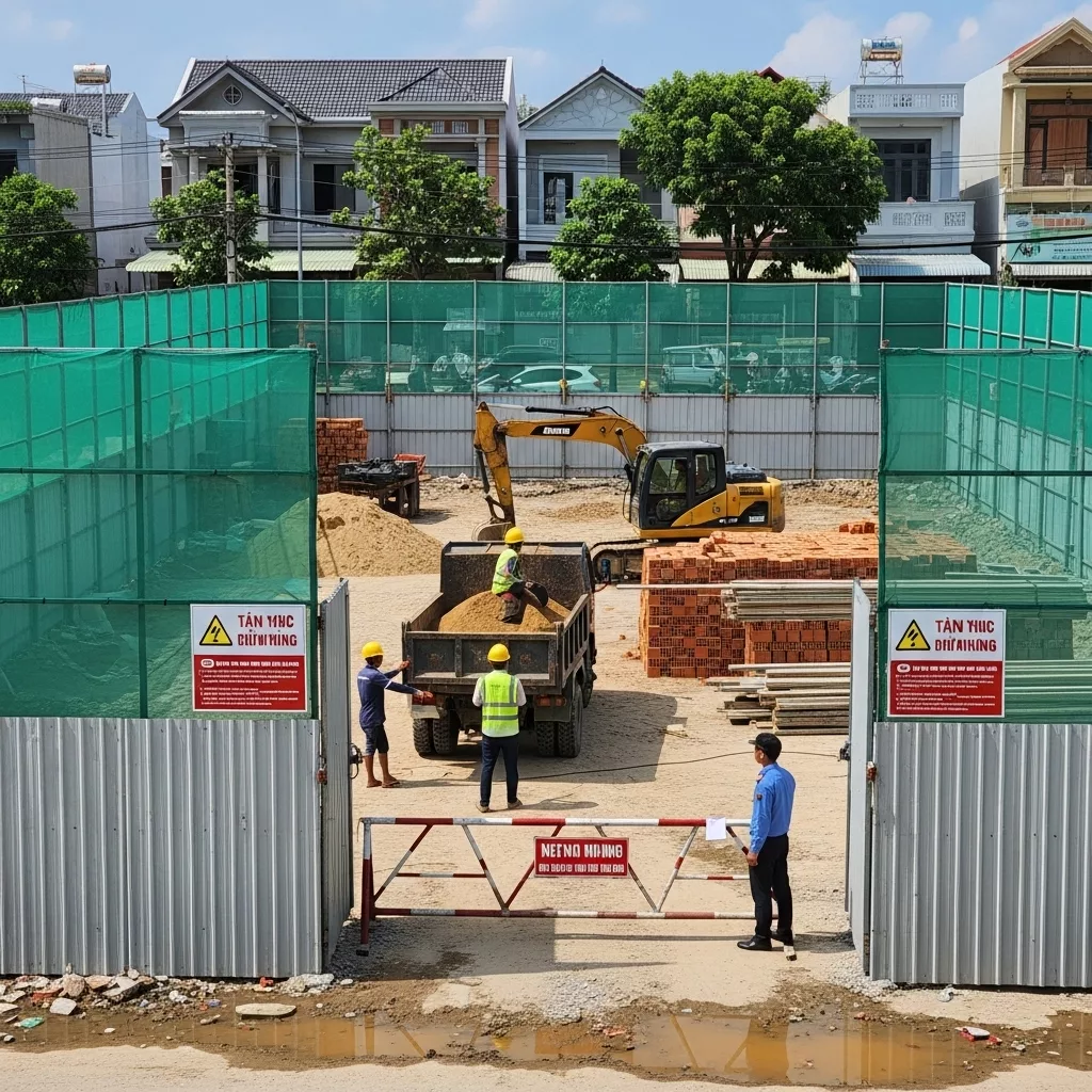 Biện pháp che chắn công trình và kiểm soát xe vật liệu ra vào 1 Biện pháp che chắn công trình và kiểm soát xe vật liệu ra vào 1