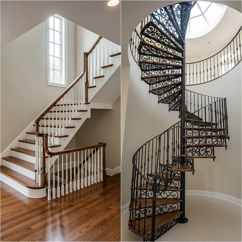 So sánh cầu thang xoắn và cầu thang thẳng trong nhà phố Việt Nam 1 So sánh cầu thang xoắn và cầu thang thẳng trong nhà phố Việt Nam 1