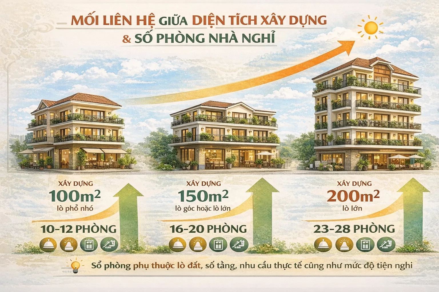 Khi nào số phòng tăng nhưng chi phí thiết kế không tăng nhiều? 1