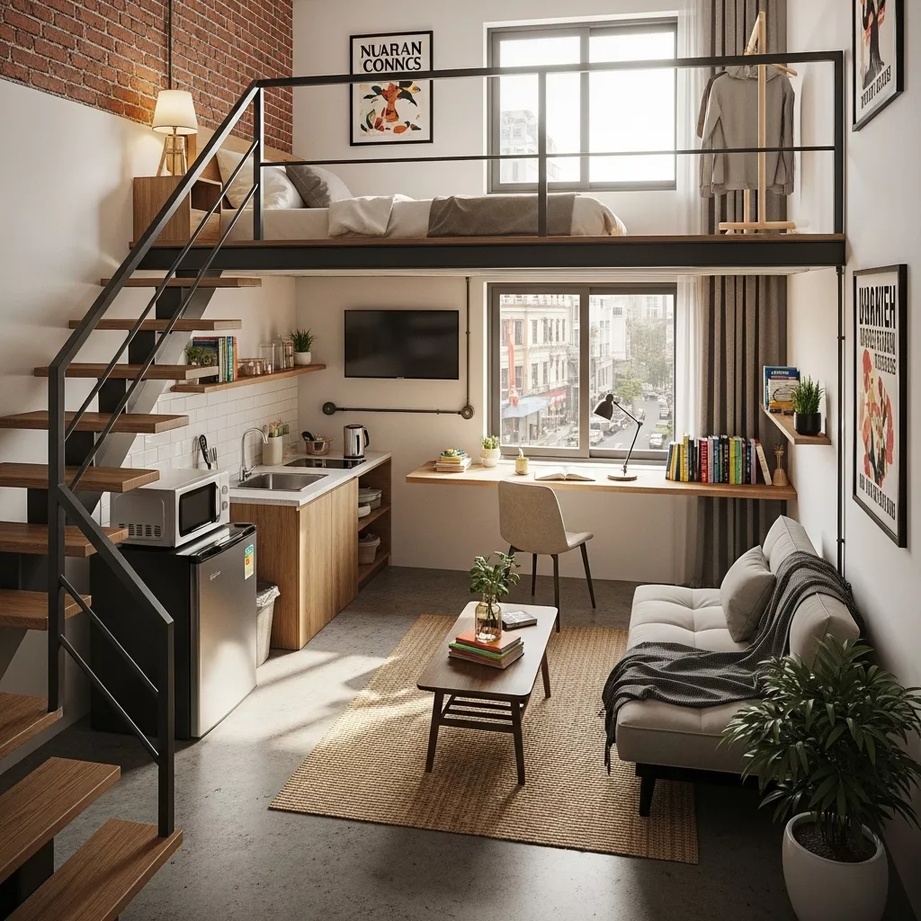 Bố trí khu vực bếp và sinh hoạt chung tầng trệt 1 Bố trí khu vực bếp và sinh hoạt chung tầng trệt 1