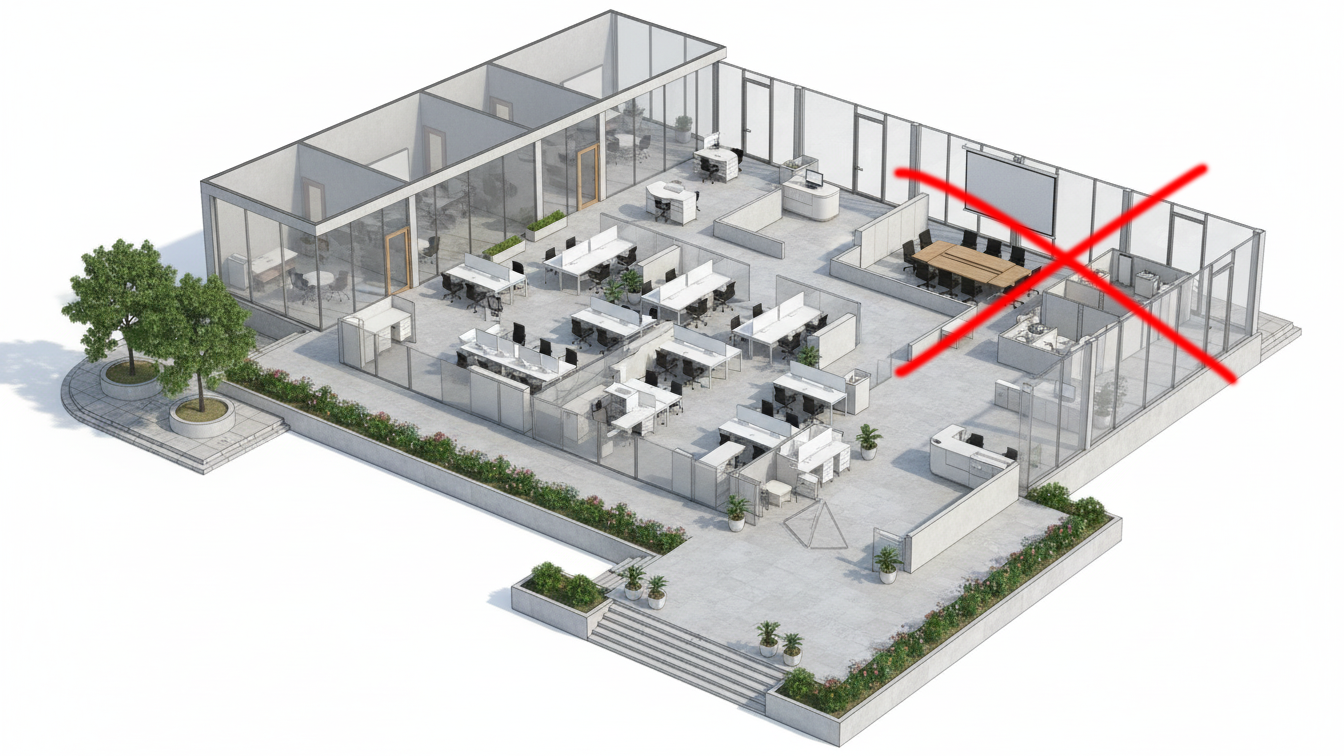 Sai lầm 1: Đặt WC cạnh phòng họp gây nhiễu trục khí 1