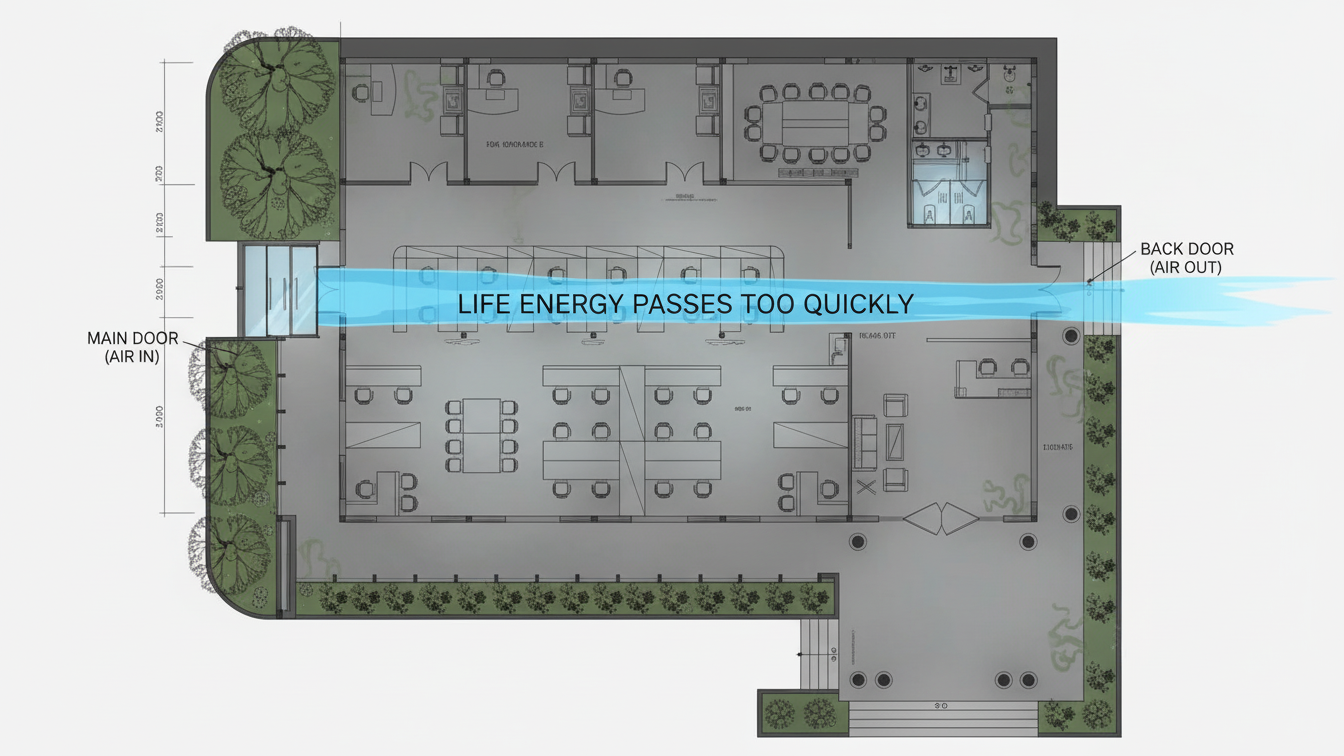 Sai lầm 3: Cửa chính đối cửa sau khiến thất thoát sinh khí 1